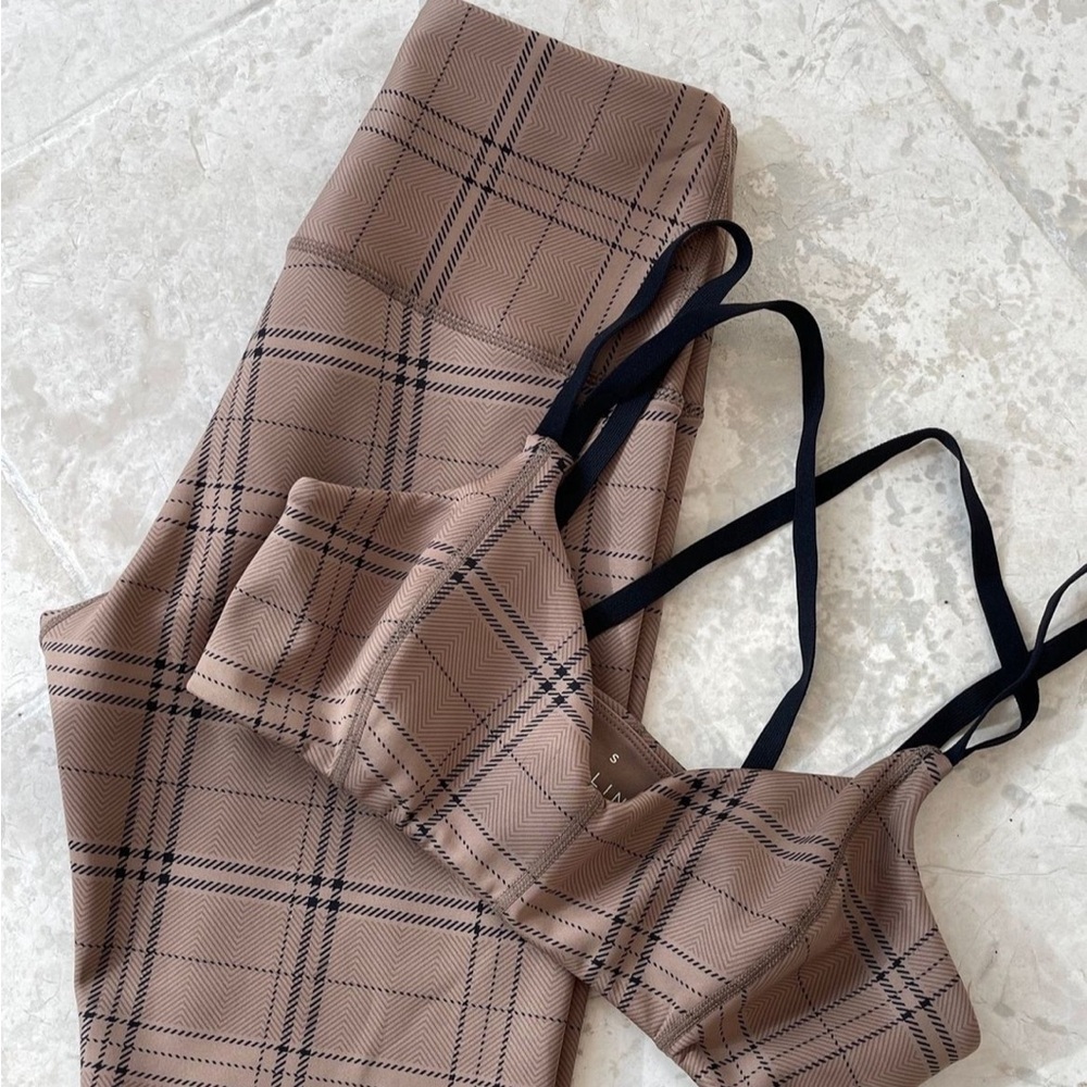 SHOPTANLINES PLAID WORKOUT SET XS/M